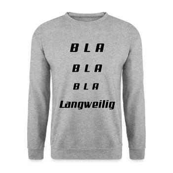Bla Langweilig - Unisex Pullover - Weißgrau meliert - Vorne - Alina (178cm) & Michal (187cm)