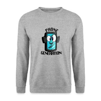 mobile - Unisex Sweatshirt - salt & pepper - Front - Alina (178cm) & Michal (187cm)