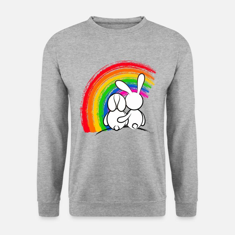 Lapins devant la Pride Arc-en-ciel - Sweat-shirt Unisexe - gris chiné