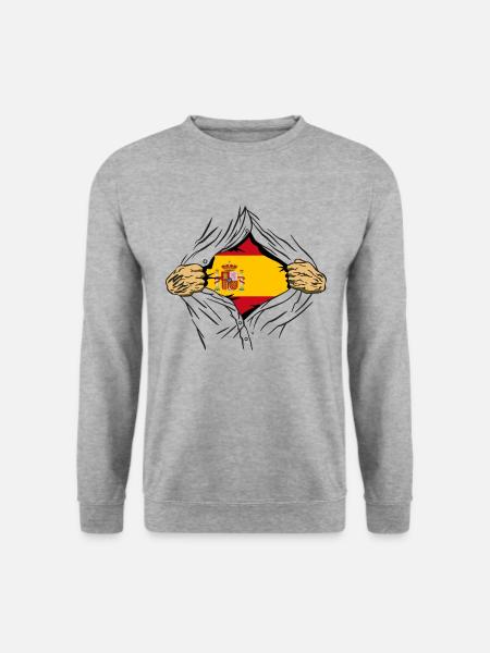 Spanien Flagge Vintage Spanische Fahne Used Look - Unisex Pullover - Weißgrau meliert