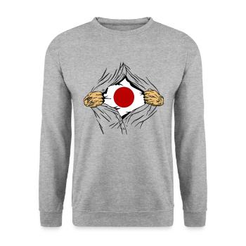 Japan Flag Used Look Nihon Japanese Flag - Unisex Sweatshirt - salt & pepper - Front - Alina (178cm) & Michal (187cm)
