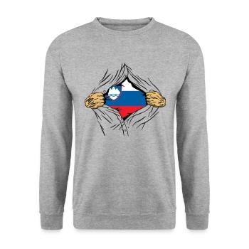 Slovenia Flag Balkan Slovenian Flag Vintage - Unisex Sweatshirt - salt & pepper - Front - Alina (178cm) & Michal (187cm)