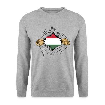 Hungary Flag Hungarian Flag Balaton Hungary - Unisex Sweatshirt - salt & pepper - Front - Alina (178cm) & Michal (187cm)