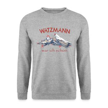 Berg Watzmann Bergsteiger Tour Ausflug Wandern - Unisex Pullover - Weißgrau meliert - Vorne - Alina (178cm) & Michal (187cm)