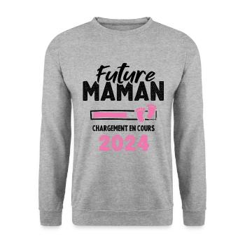Future Maman 2024 Chargement En Cours - Sweat-shirt Unisexe - gris chiné - Devant - Alina (178cm) & Michal (187cm)
