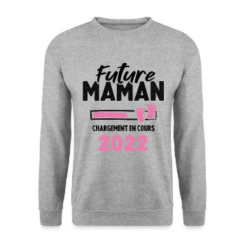 Future Maman 2022 Chargement En Cours - Sweat-shirt Unisexe - gris chiné - Devant - Alina (178cm) & Michal (187cm)