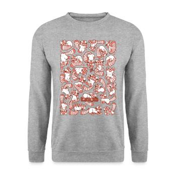 Red Panda Spread All over Pattern - Unisex Sweatshirt - salt & pepper - Front - Alina (178cm) & Michal (187cm)