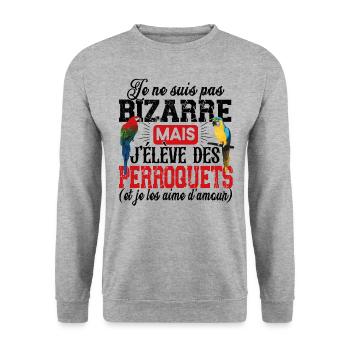 Perroquet Oiseau Perruche Ara Conure Cadeau Humour - Sweat-shirt Unisexe - gris chiné - Devant - Alina (178cm) & Michal (187cm)