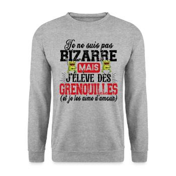 Grenouille Amphibien Cadeau Humour Étang Rainette - Sweat-shirt Unisexe - gris chiné - Devant - Alina (178cm) & Michal (187cm)