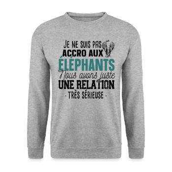 Éléphant Animal Cadeau Humour Safari Trompe Dumbo - Sweat-shirt Unisexe - gris chiné - Devant - Alina (178cm) & Michal (187cm)