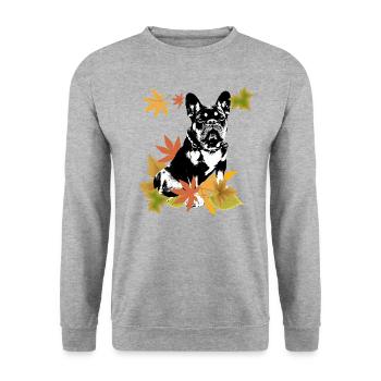 Frenchi - Französische Bulldogge - Unisex Pullover - Weißgrau meliert - Vorne - Alina (178cm) & Michal (187cm)