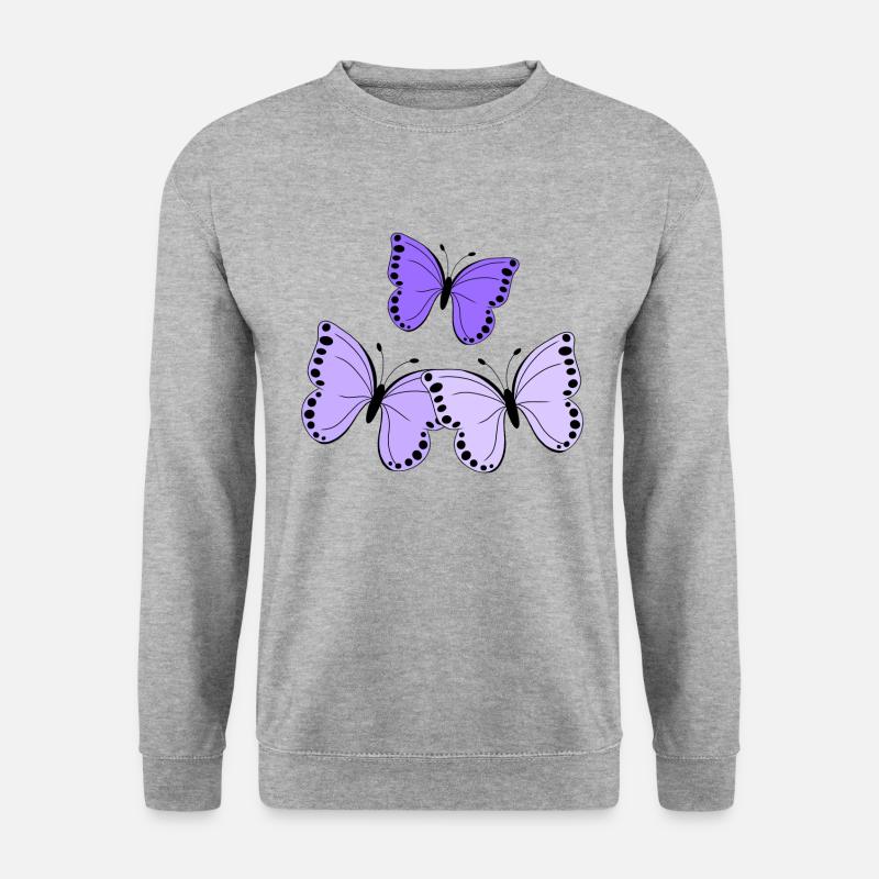 Schmetterlinge lila - Unisex Pullover - Weißgrau meliert