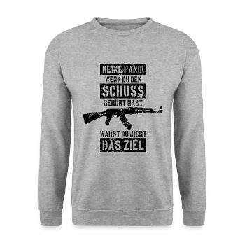 BUNDESWEHR SOLDAT SCHUSS ZIEL BUND - Unisex Pullover - Weißgrau meliert - Vorne - Alina (178cm) & Michal (187cm)