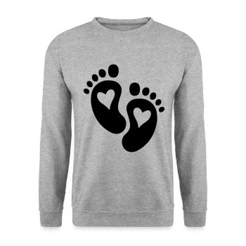 Pieds de bébé Coeur - Sweat-shirt Unisexe - gris chiné - Devant - Alina (178cm) & Michal (187cm)
