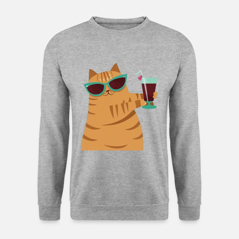 Cocktail Katze - Unisex Pullover - Weißgrau meliert