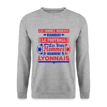 LYONNAIS - Sweat-shirt Unisexe - gris chiné - Devant - Alina (178cm) & Michal (187cm)