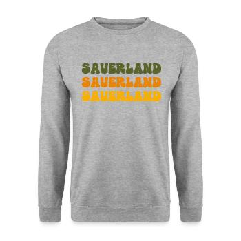 Schriftzug Sauerland - Unisex Pullover - Weißgrau meliert - Vorne - Alina (178cm) & Michal (187cm)