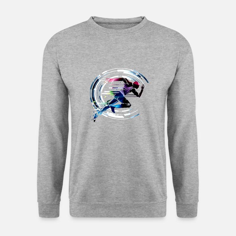 Sprinter Läufer Retro - Unisex Pullover - Weißgrau meliert