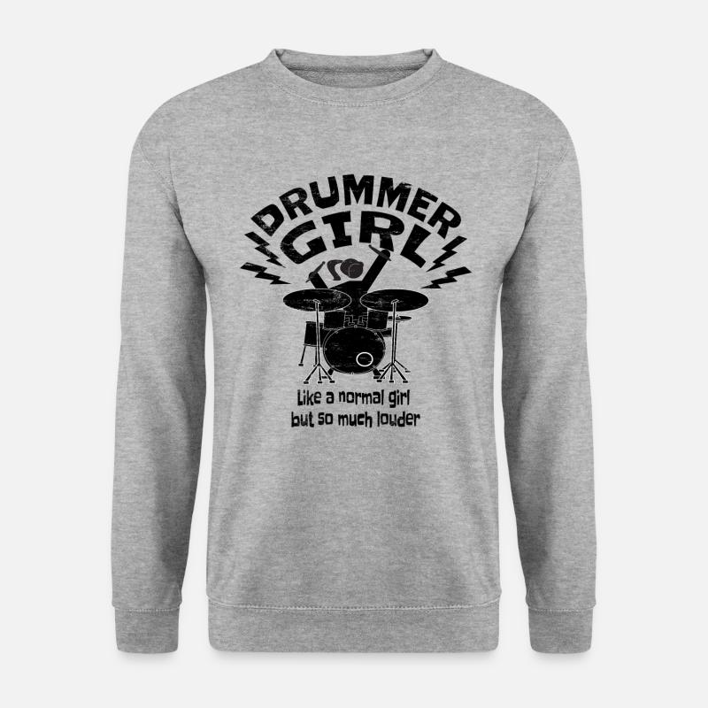 Schlagzeugerin / Drummer Girl / Schlagzeug / Queen - Unisex Pullover - Weißgrau meliert