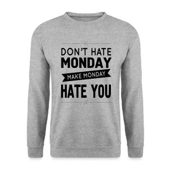 N'a pas lundi - fais lundi tu te hais! - Sweat-shirt Unisexe - gris chiné - Devant - Alina (178cm) & Michal (187cm)