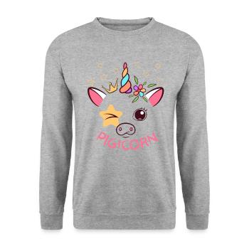 Pigicorn - Unicorn Pig - Unisex Sweatshirt - salt & pepper - Front - Alina (178cm) & Michal (187cm)