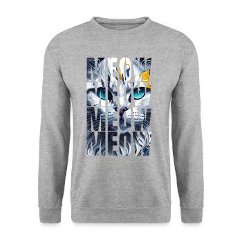 Meow Meow Meow Cat Design - Sweat-shirt Unisexe - gris chiné - Devant - Alina (178cm) & Michal (187cm)