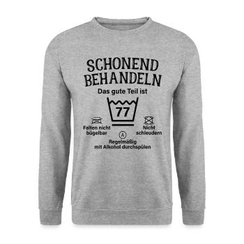 77. Geburtstag Schonend Behandeln 77 Teil Ist 77 - Unisex Pullover - Weißgrau meliert - Vorne - Alina (178cm) & Michal (187cm)