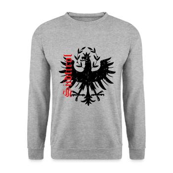 Südtirol - Unisex Pullover - Weißgrau meliert - Vorne - Alina (178cm) & Michal (187cm)