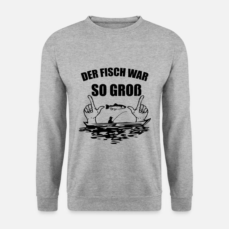 Der Fisch war so groß. - Unisex Pullover - Weißgrau meliert
