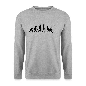 Evolution Pêcheur - Sweat-shirt Unisexe - gris chiné - Devant - Alina (178cm) & Michal (187cm)