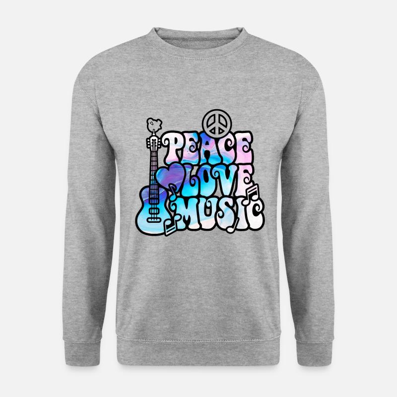 Peace Love Musik - Unisex Pullover - Weißgrau meliert