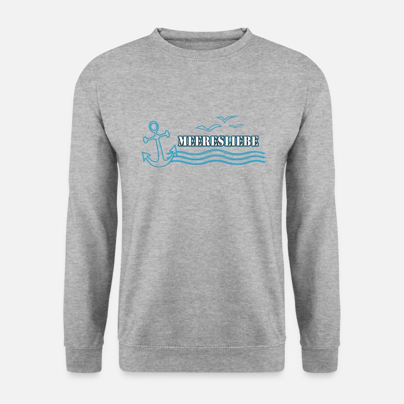 Meeresliebe bunt Schriftzug | Yolo-Artwork - Unisex Pullover - Weißgrau meliert