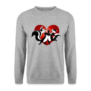 Looney Tunes Pepe das Stinktier Liebe - Unisex Pullover - Weißgrau meliert - Vorne - Alina (178cm) & Michal (187cm)