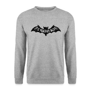 Fledermaus lustiges Halloween Meme - Unisex Pullover - Weißgrau meliert - Vorne - Alina (178cm) & Michal (187cm)