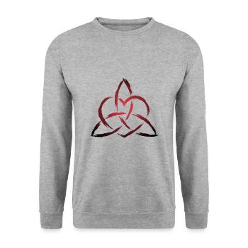 Triquetra Keltisches Herz Knoten Symbol - Unisex Pullover - Weißgrau meliert - Vorne - Alina (178cm) & Michal (187cm)