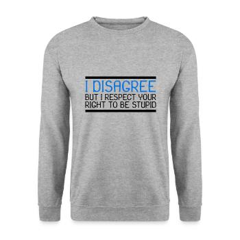 Lustiger Spruch Neu - Unisex Pullover - Weißgrau meliert - Vorne - Alina (178cm) & Michal (187cm)