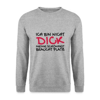 Ich bin nicht dick Spruch lustig - Unisex Pullover - Weißgrau meliert - Vorne - Alina (178cm) & Michal (187cm)