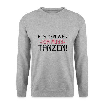Aus dem Weg ich muss tanzen - Unisex Pullover - Weißgrau meliert - Vorne - Alina (178cm) & Michal (187cm)