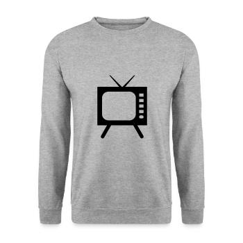 Fernseher Symbol - Unisex Pullover - Weißgrau meliert - Vorne - Alina (178cm) & Michal (187cm)
