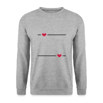 Linie Herz Strich Ornament - Unisex Pullover - Weißgrau meliert - Vorne - Alina (178cm) & Michal (187cm)