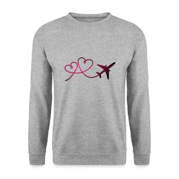 Avion avion avec cadeau de voyage de pilote de coeur - Sweat-shirt Unisexe - gris chiné - Devant - Alina (178cm) & Michal (187cm)