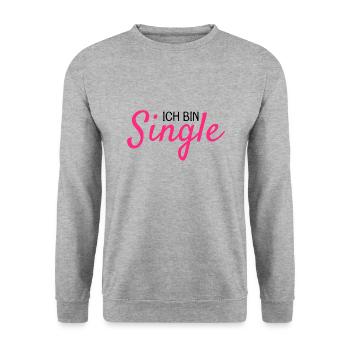 Ich bin Single - Unisex Pullover - Weißgrau meliert - Vorne - Alina (178cm) & Michal (187cm)
