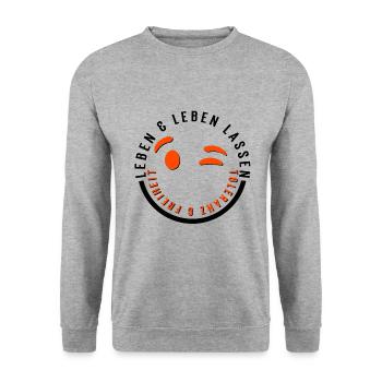 Living and letting live Tolerance and freedom - Unisex Sweatshirt - salt & pepper - Front - Alina (178cm) & Michal (187cm)