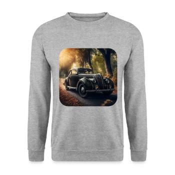 Oldtimer Car, Design 1 - Unisex Pullover - Weißgrau meliert - Vorne - Alina (178cm) & Michal (187cm)