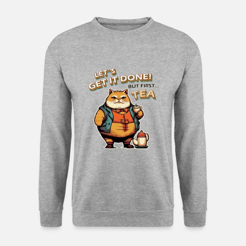 Los geht's Katzentee - Unisex Pullover - Weißgrau meliert