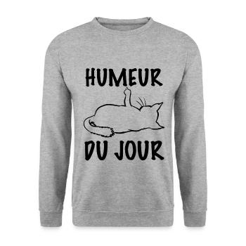 Chat humour humeur du jour Animaux De Compagnie - Sweat-shirt Unisexe - gris chiné - Devant - Alina (178cm) & Michal (187cm)