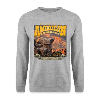 Grand Canyon Nationalpark - Arizona - Unisex Pullover - Weißgrau meliert - Vorne - Alina (178cm) & Michal (187cm)