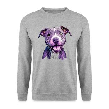 American Staffordshire Terrier Puppy - Unisex Sweatshirt - salt & pepper - Front - Alina (178cm) & Michal (187cm)
