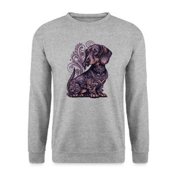 Art teckel - Sweat-shirt Unisexe - gris chiné - Devant - Alina (178cm) & Michal (187cm)