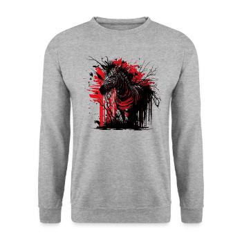 Unheimliches Zebra - Unisex Pullover - Weißgrau meliert - Vorne - Alina (178cm) & Michal (187cm)